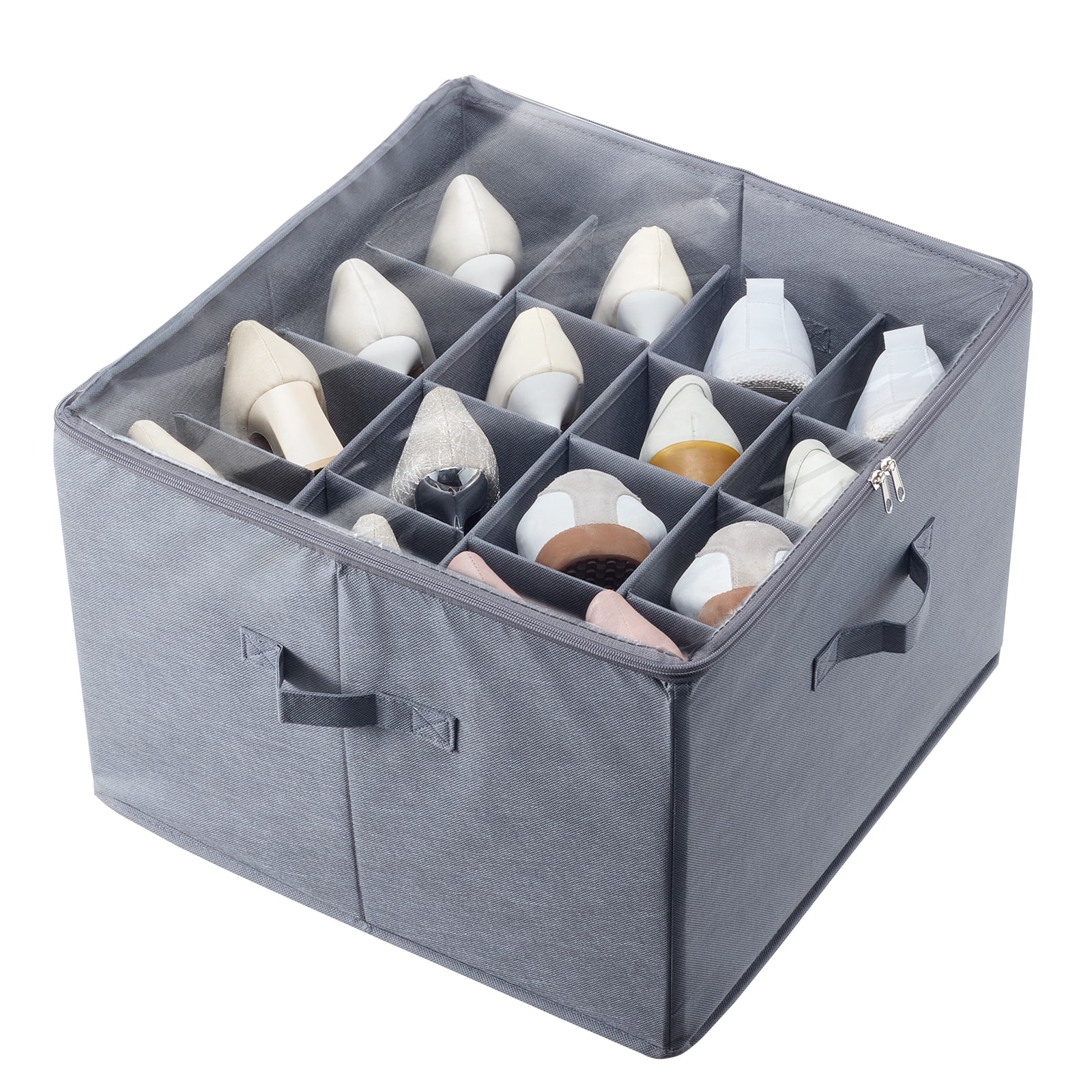 Under Bed Shoe Storage Organizer With Clear Window And Dividers_voghion.com